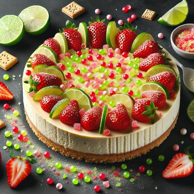 Image of Pop Rocks No Bake Strawberry Lime Cheesecake
