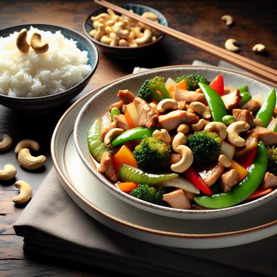 Image of Pork and Vegetable Stir Fry with Cashew Rice