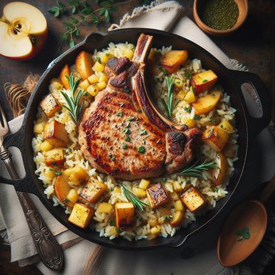 Image of Pork Chop and Apple Rice Skillet