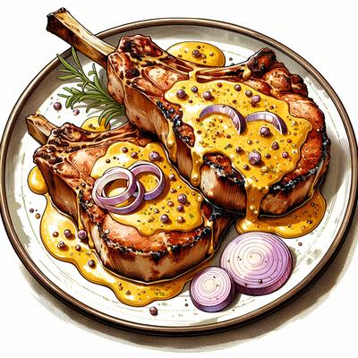 Image of Pork Chops with Mustard Shallot Sauce
