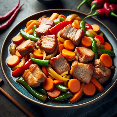 Image of Pork with Carrots and Peppers