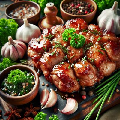 Image of Pork with Fresh Herb and Garlic Sauce