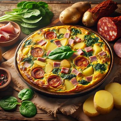 Image of Potato Ham Chorizo Spinach Frittata