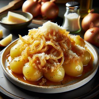 Image of Potatoes with Onion Sauce and Parmesan Cheese