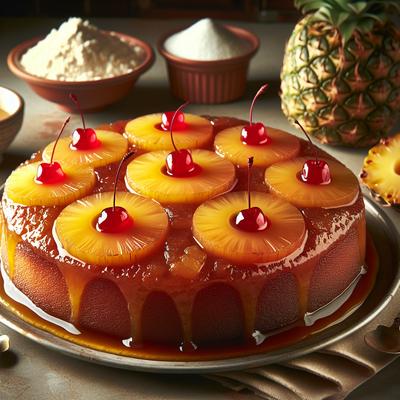 Image of Pudding Glazed Pineapple Upside Down Cake
