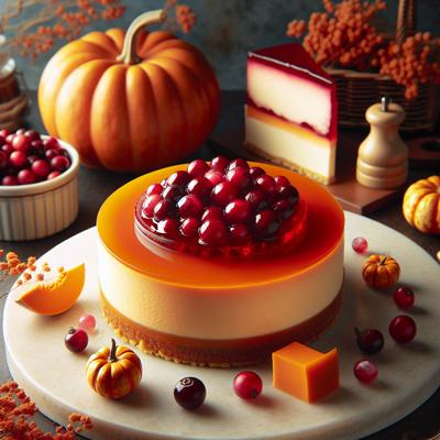 Image of Pumpkin Cheesecake Tart with Cranberry Gelee