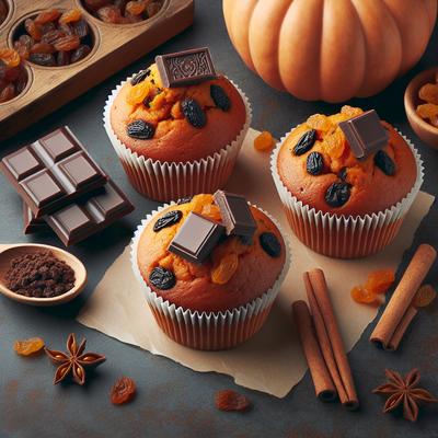 Image of Pumpkin Chocolate Covered Raisin Muffins