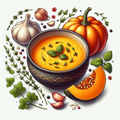 Image of Pumpkin Squash Soup with Garlic and Thyme