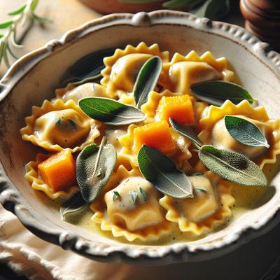 Image of Pumpkin Wonton Ravioli W Sage Butter Cream