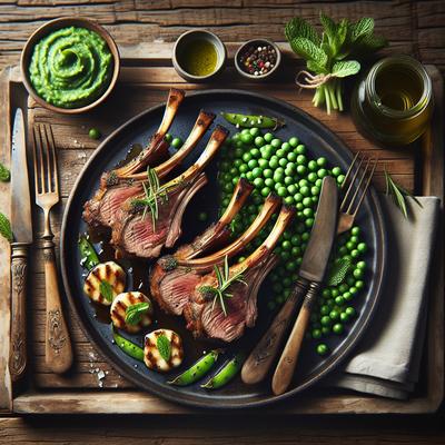 Image of Rack of Lamb with Minted Pea Puree