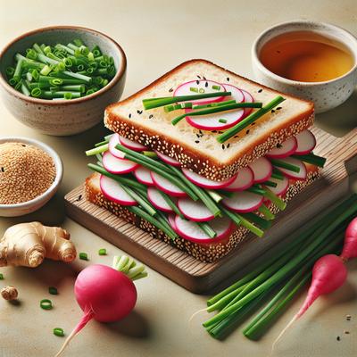 Image of Radish Chive Tea Sandwiches with Sesame and Ginger