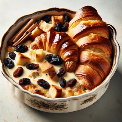 Image of Raisin Bread and Croissant Bread Pudding