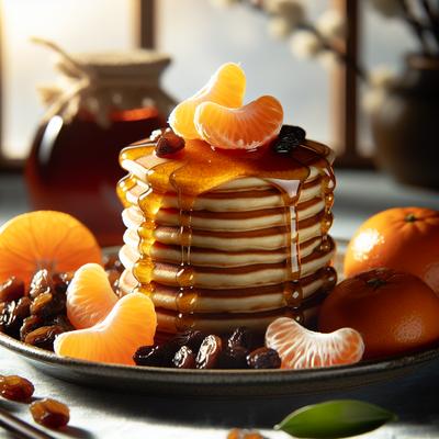 Image of Raisin Pancakes with Tangerine Syrup