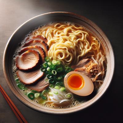 Image of Ramen Noodle Soup with Egg Garnish