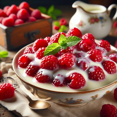 Image of Raspberries and Sweetened Condensed Milk