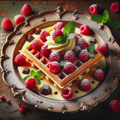 Image of Raspberry and White Chocolate Waffle Pudding