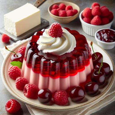 Image of Raspberry Cherry Jello with Cream Cheese Cool Whip Topping