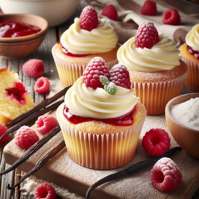 Image of Raspberry Filled Vanilla Cupcakes