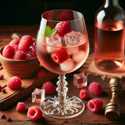 Image of Raspberry Ros Wine with Raspberry Ice Cubes
