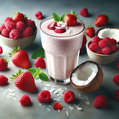 Image of Raspberry Strawberry Coconut Smoothie