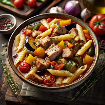 Image of Ratatouille Soup with Pork and Penne
