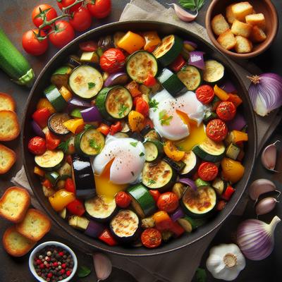 Image of Ratatouille with Poached Eggs and Garlic Croutons