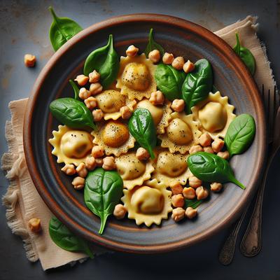 Image of Ravioli with Garbanzos and Spinach