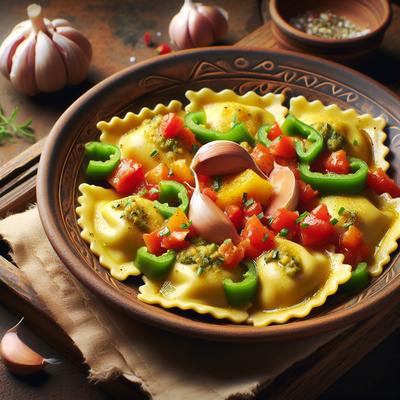 Image of Ravioli with Garlic Peppers and Tomatoes