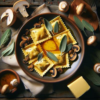 Image of Ravioli with Mushrooms and Sage in Browned Butter