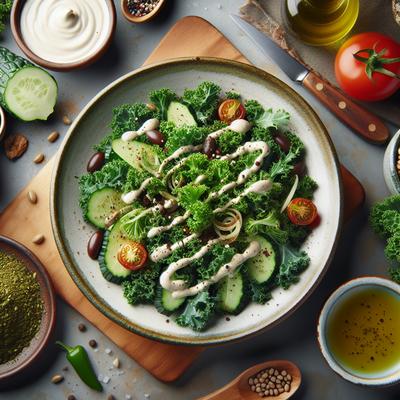 Image of Raw Kale Salad with Tahini Dressing
