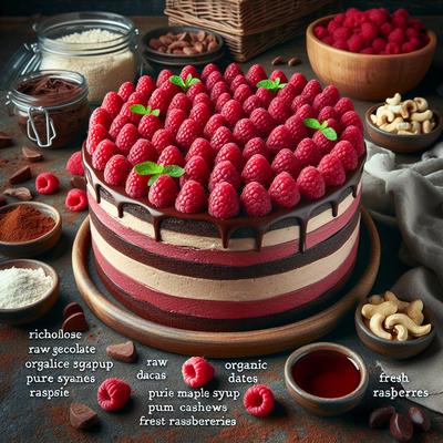 Image of Raw Vegan Chocolate and Raspberry Birthday Cake