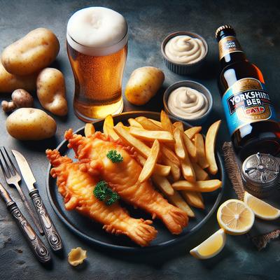 Image of Real English Fish and Chips with Yorkshire Beer Batter