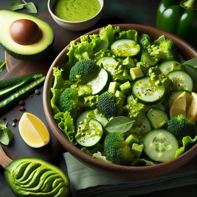 Image of Really Green Salad with Avocado Lemon Dressing