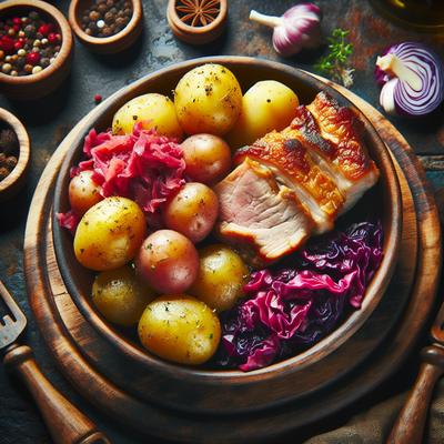 Image of Red Cabbage with Pork and New Potatoes
