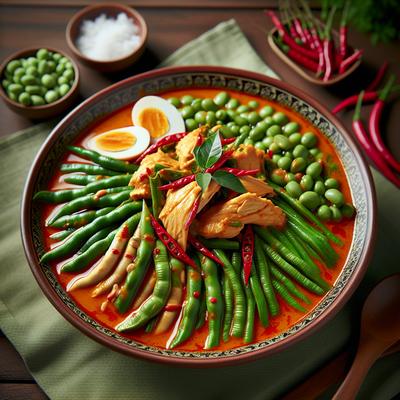 Image of Red Curry Chicken with Snake Beans Long Beans