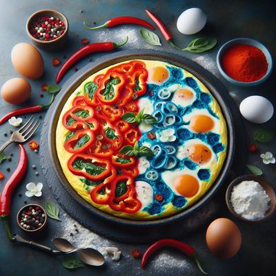 Image of Red Egg White and Blue Omelette