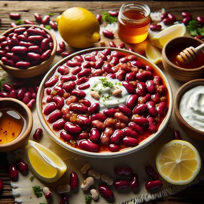 Image of Red Kidney Beans with Honey Lemon Yogurt Sauce