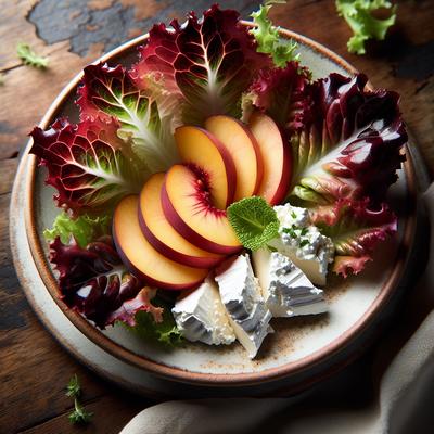 Image of Red Leaf Lettuce with Peach and Fresh Chevre