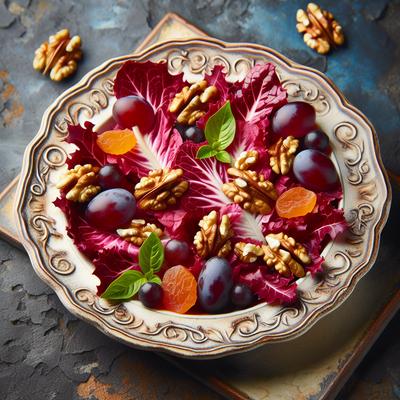 Image of Red Leaf Salad with Candied Walnuts and Grapes
