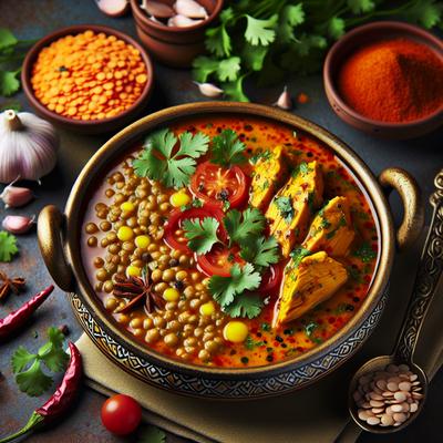 Image of Red Lentil and Chicken Soup Indian Style