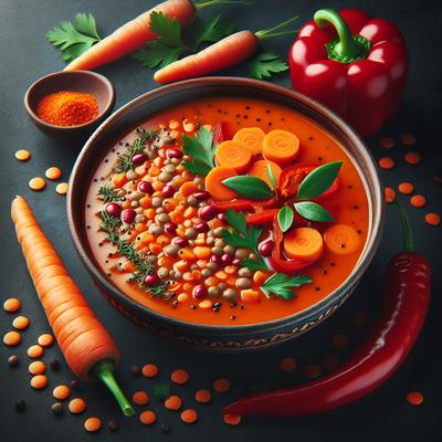 Image of Red Lentil Carrot and Roasted Red Pepper Soup