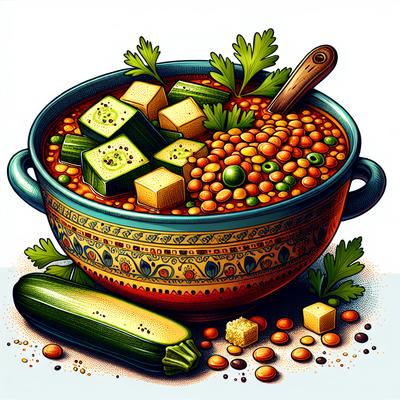 Image of Red Lentil Zucchini Couscous Soup