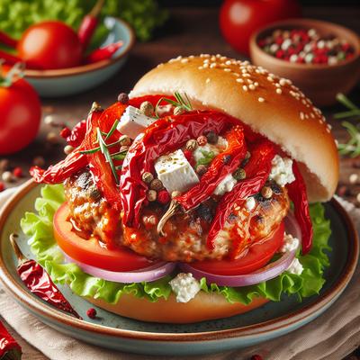 Image of Red Pepper and Feta Turkey Burgers