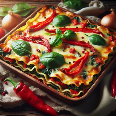 Image of Red Pepper and Spinach Lasagna
