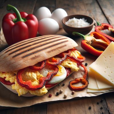 Image of Red Pepper Egg and Provolone Panini