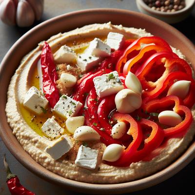 Image of Red Pepper Feta and Garlic Hummus