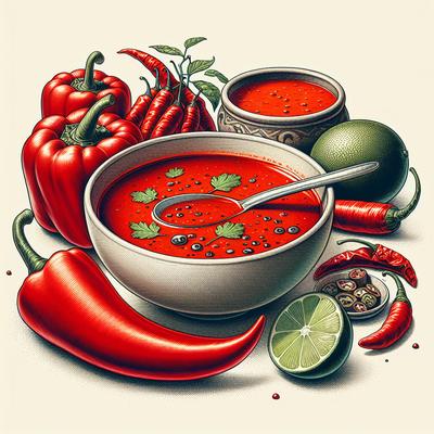 Image of Red Pepper Soup with Chile and Lime