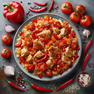 Image of Red Pepper Tomato and Chicken Pilaf