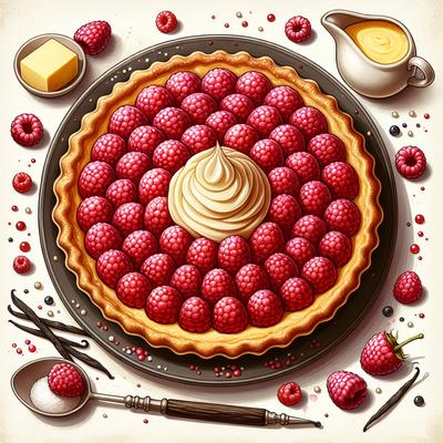 Image of Red Raspberry Pie with Vanilla Custard Sauce