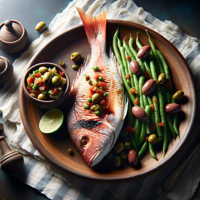 Image of Red Snapper with Olive Salsa and Green Beans